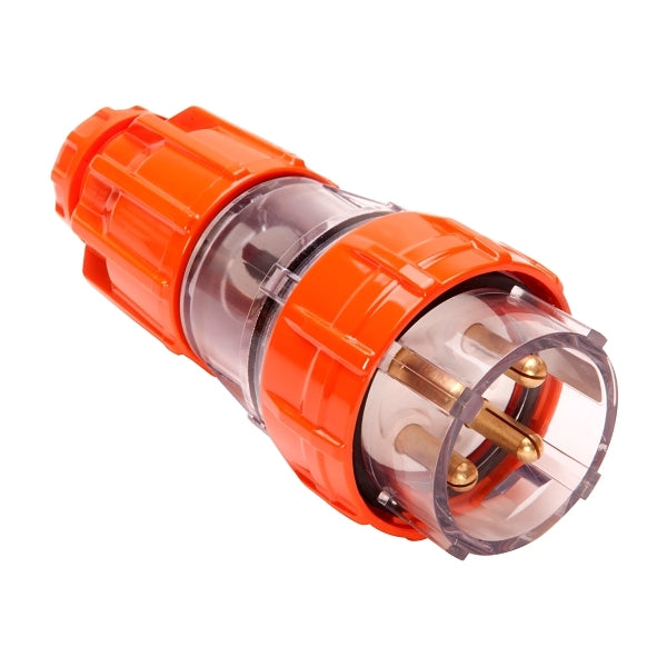 NHP ISO Plug - Straight, 4 Round Pins, 32A 500V AC, Electric Orange ...