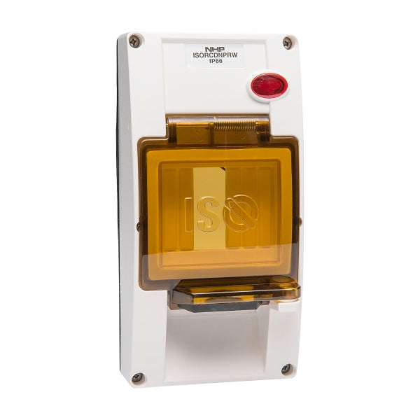 NHP ISO Cover - RCD, 2 Gang - 45mm depth, Resistant White***EMAIL/TEXT FOR PRICING***