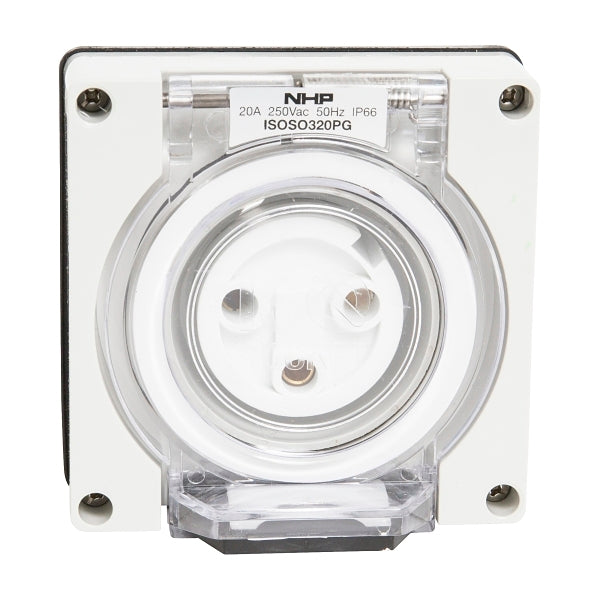 NHP ISO Socket Outlet, 3 Round Pins 20A 250V AC, w/o Base, Grey***EMAIL/TEXT FOR PRICING***