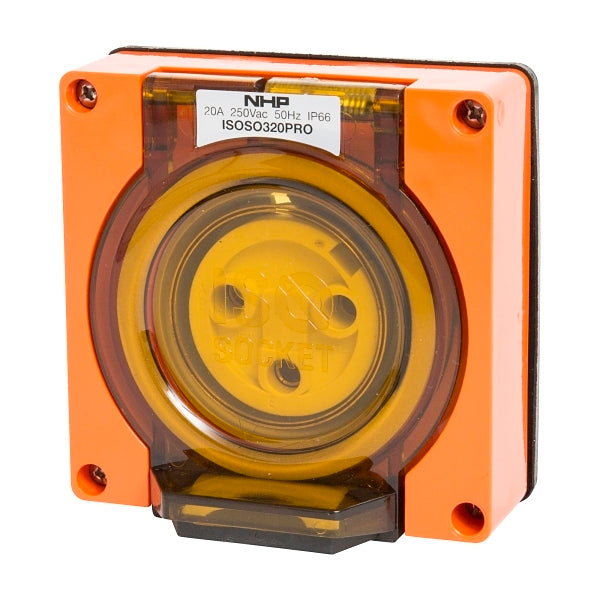 NHP ISO Socket Outlet, 3 Round Pins 20A 250V AC, w/o Base, Resistant Orange***EMAIL/TEXT FOR PRICING***