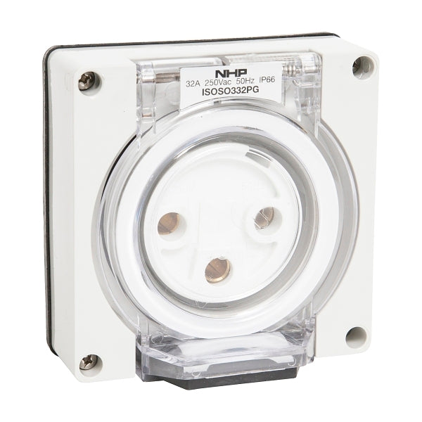 NHP ISO Socket Outlet, 3 Round Pins 32A 250V AC , w/o Base, Grey