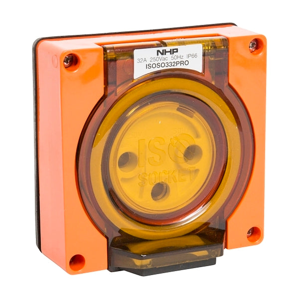 NHP ISO Socket Outlet, 3 Round Pins 32A 250V AC, w/o Base, Resistant Orange***EMAIL/TEXT FOR PRICING***