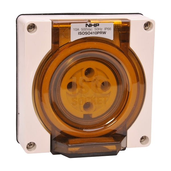 NHP ISO Socket Outlet, 4 Round Pins 10A 500V AC, w/o Base, Resistant White***EMAIL/TEXT FOR PRICING***