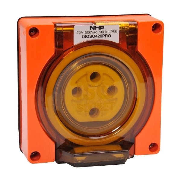 NHP ISO Socket Outlet, 4 Round Pins 20A 500V AC, w/o Base, Resistant Orange***EMAIL/TEXT FOR PRICING***