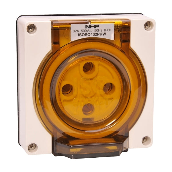 NHP ISO Socket Outlet, 4 Round Pins 32A 500V AC, w/o Base,Resistant White***EMAIL/TEXT FOR PRICING***