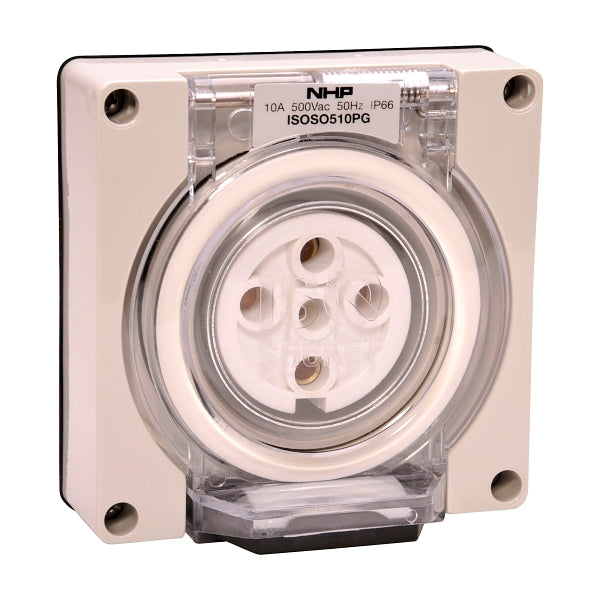 NHP ISO Socket Outlet, 5 Round Pins 10A 500V AC, w/o Base, Grey***EMAIL/TEXT FOR PRICING***