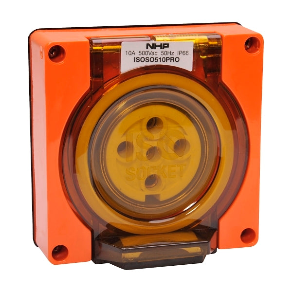 NHP ISO Socket Outlet, 5 Round Pins 10A 500V AC, w/o Base, Resistant Orange***EMAIL/TEXT FOR PRICING***