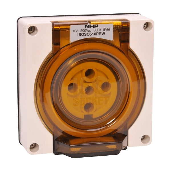 NHP ISO Socket Outlet, 5 Round Pins 10A 500V AC, w/o Base, Resistant White***EMAIL/TEXT FOR PRICING***