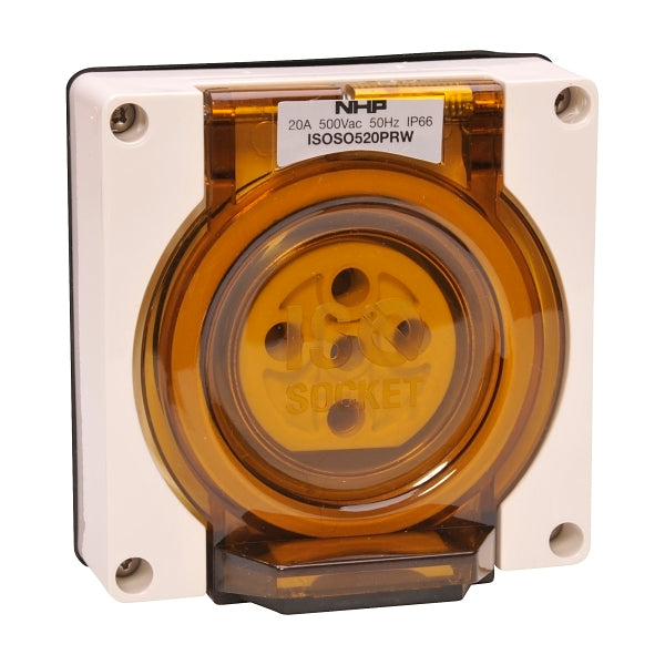 NHP ISO Socket Outlet, 5 Round Pins 20A 500V AC, w/o Base, Resistant White***EMAIL/TEXT FOR PRICING***