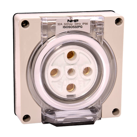NHP ISO Socket Outlet, 5 Round Pins 32A 500V AC, w/o Base, Grey