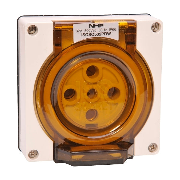 NHP ISO Socket Outlet, 5 Round Pins 32A 500V AC, w/o Base, Resistant White***EMAIL/TEXT FOR PRICING***