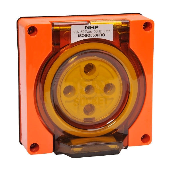 NHP ISO Socket Outlet, 5 Round Pins 50A 500V AC, w/o Base, Resistant Orange***EMAIL/TEXT FOR PRICING***