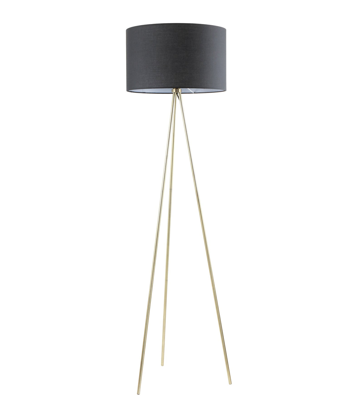 Jambes Drum Shade with Antique Brass Tripod Floor Lamp - Black