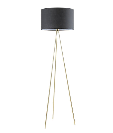 Jambes Drum Shade with Antique Brass Tripod Floor Lamp - Black