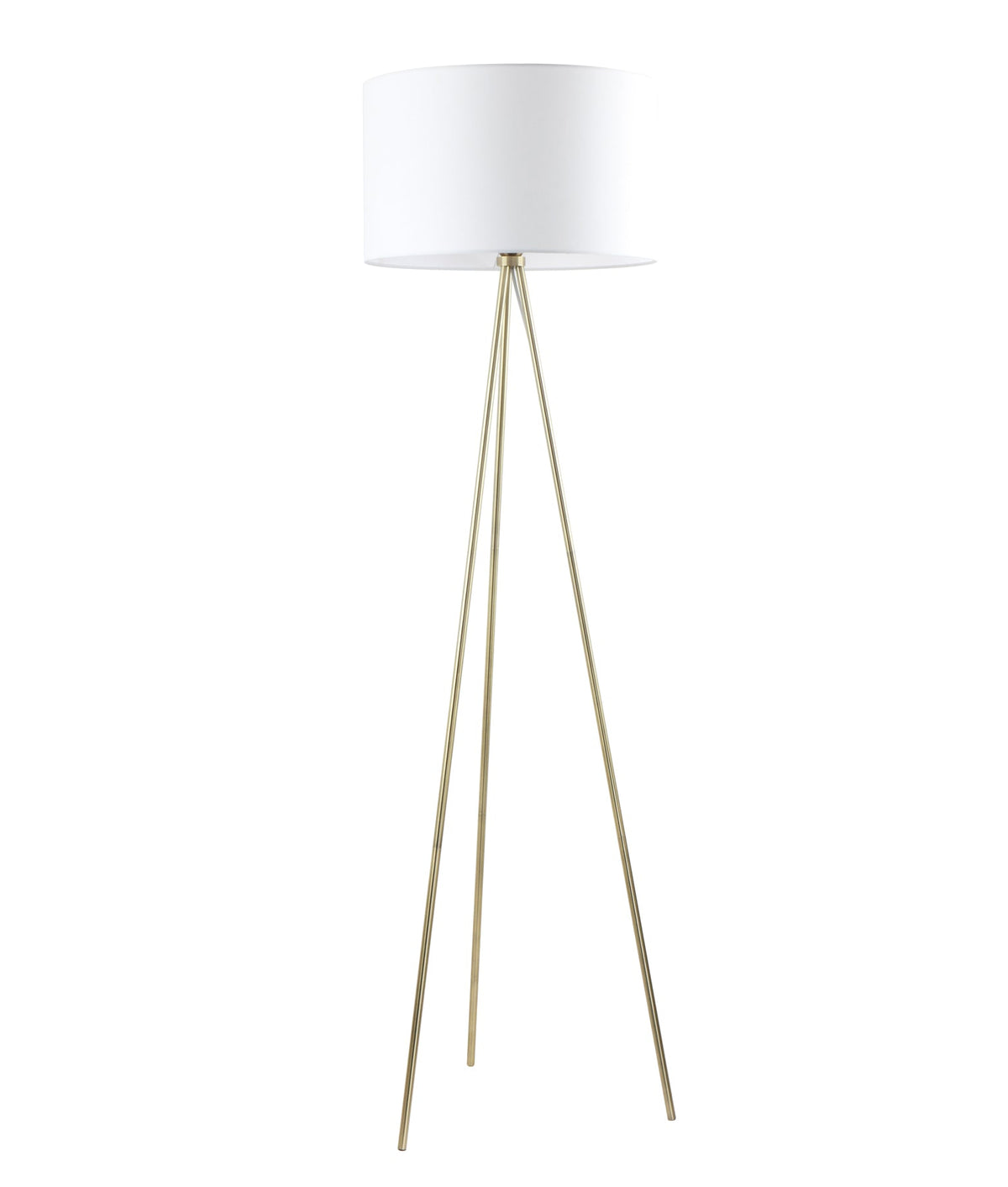 Jambes Drum Shade with Antique Brass Tripod Floor Lamp - White