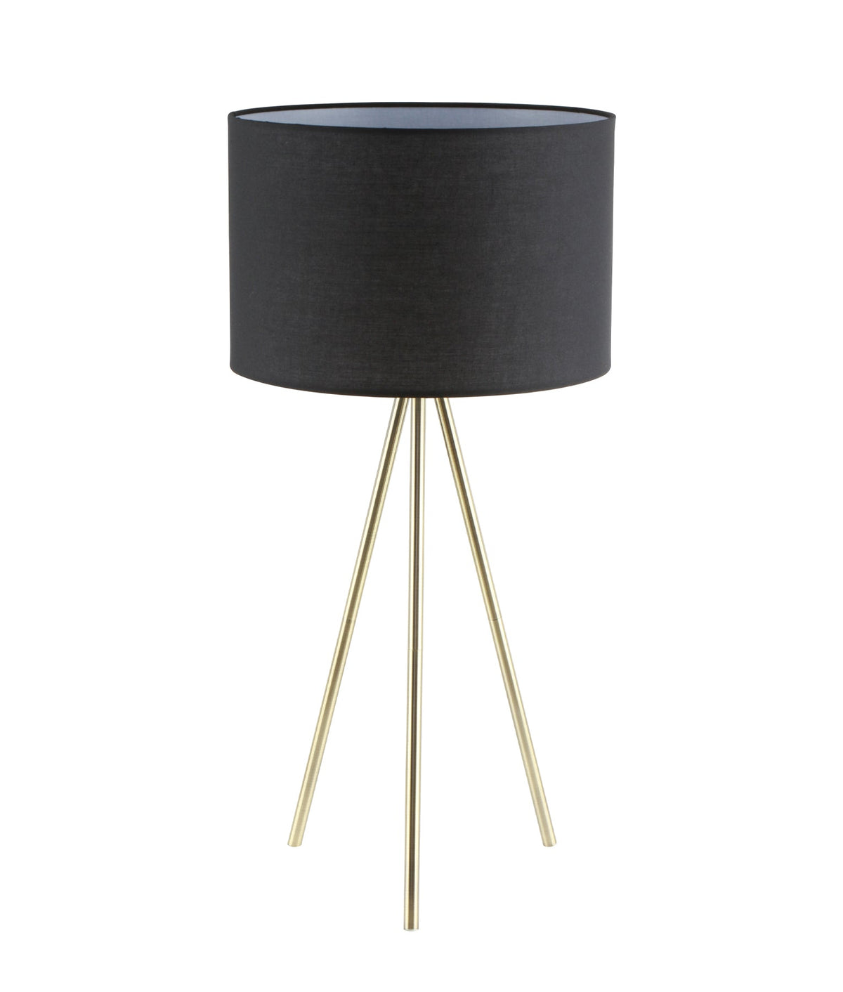 Jambes Drum Shade with Antique Brass Tripod Table Lamp - Black