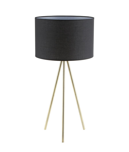 Jambes Drum Shade with Antique Brass Tripod Table Lamp - Black