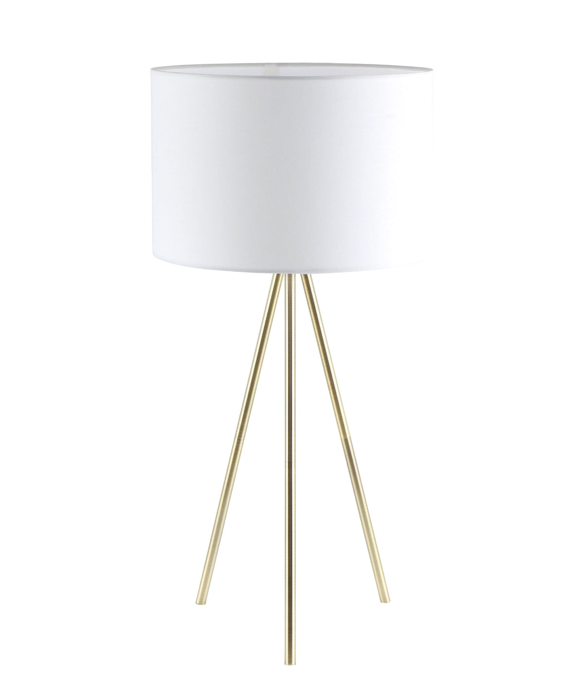 Jambes Drum Shade with Antique Brass Tripod Table Lamp - White