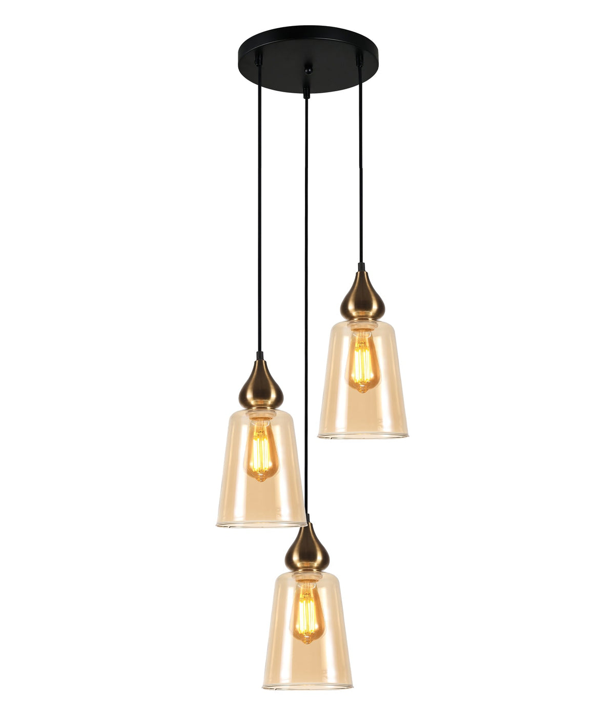Jerez Bronze Amber/ Smokey Black Ellipse Glass Flat Top Pendant Light - Bronze Amber (JEREZ1X3R)