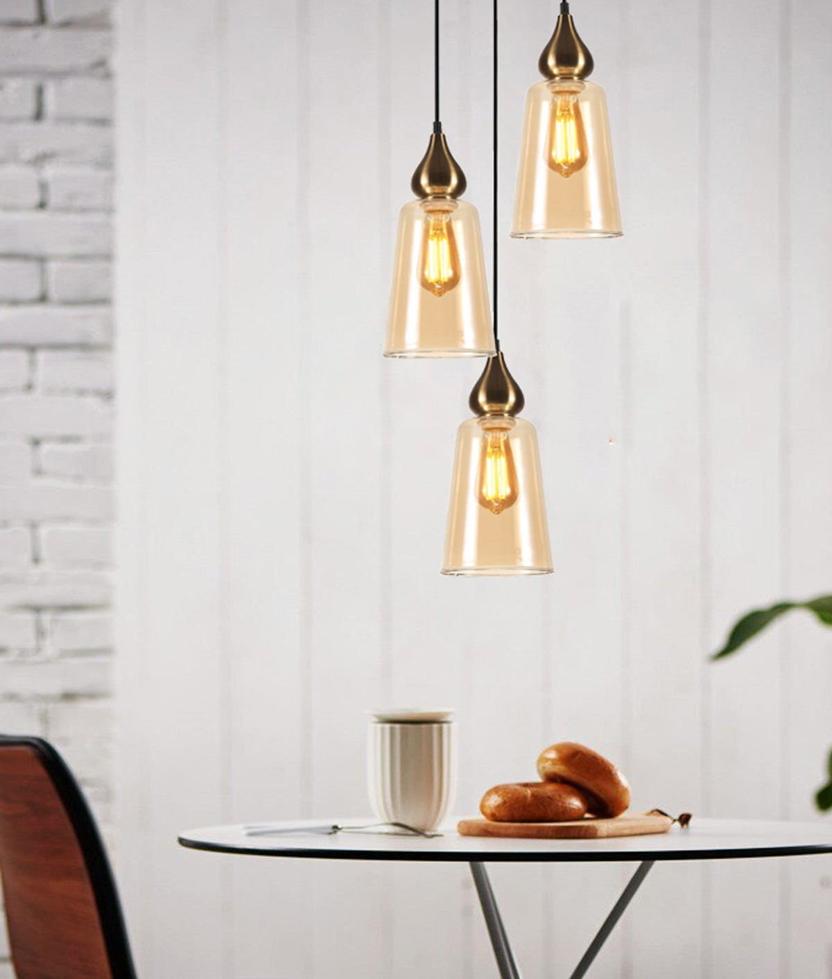 Jerez Bronze Amber/ Smokey Black Ellipse Glass Flat Top Pendant Light - Bronze Amber (JEREZ1X3R)