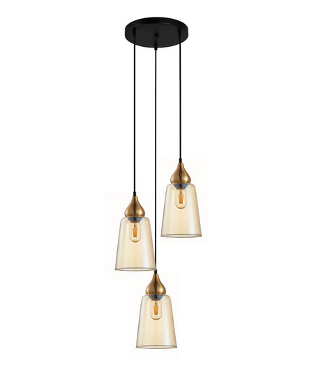 Jerez Bronze Amber/ Smokey Black Ellipse Glass Flat Top Pendant Light - Bronze Amber (JEREZ1X3R)