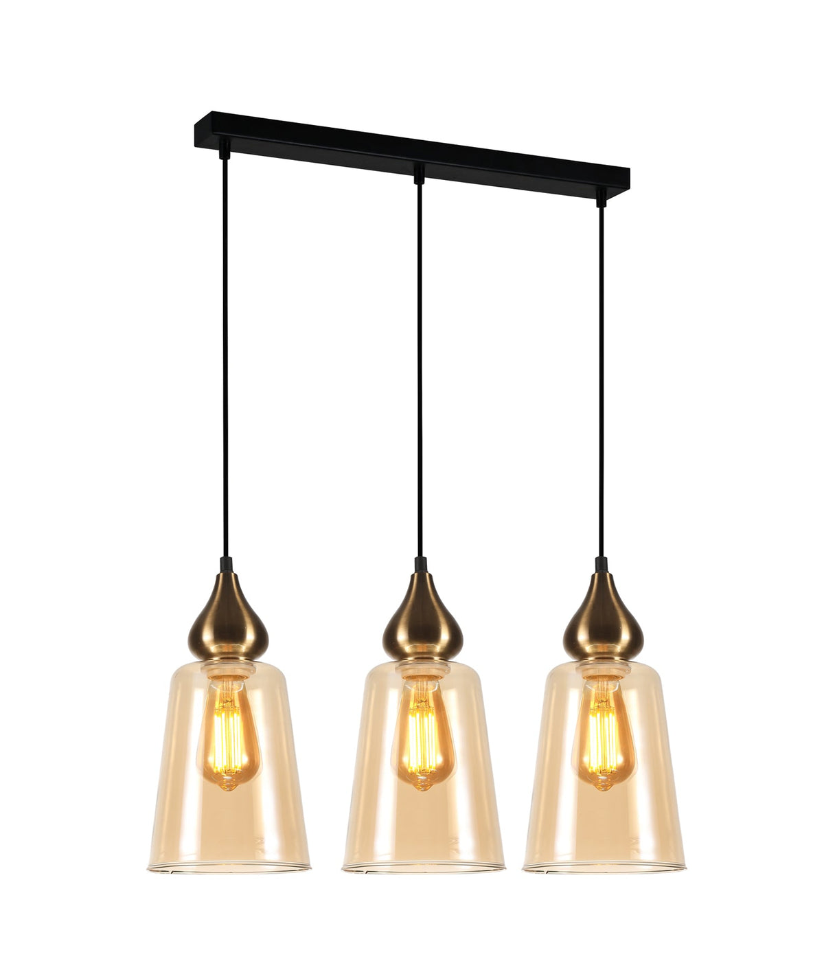 Jerez Bronze Amber/ Smokey Black Ellipse Glass Flat Top Pendant Light - Bronze Amber (JEREZ1X3S)