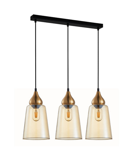 Jerez Bronze Amber/ Smokey Black Ellipse Glass Flat Top Pendant Light - Bronze Amber (JEREZ1X3S)