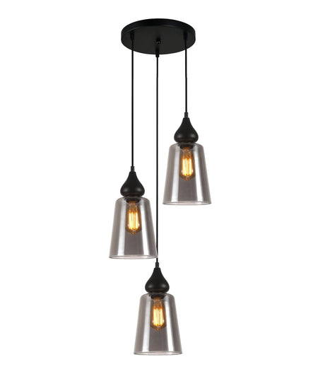 Jerez Bronze Amber/ Smokey Black Ellipse Glass Flat Top Pendant Light - Smokey Black