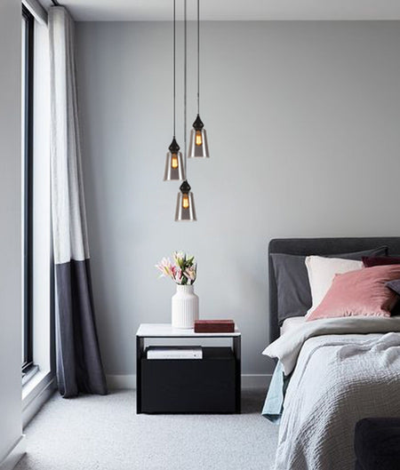 Jerez Bronze Amber/ Smokey Black Ellipse Glass Flat Top Pendant Light - Smokey Black