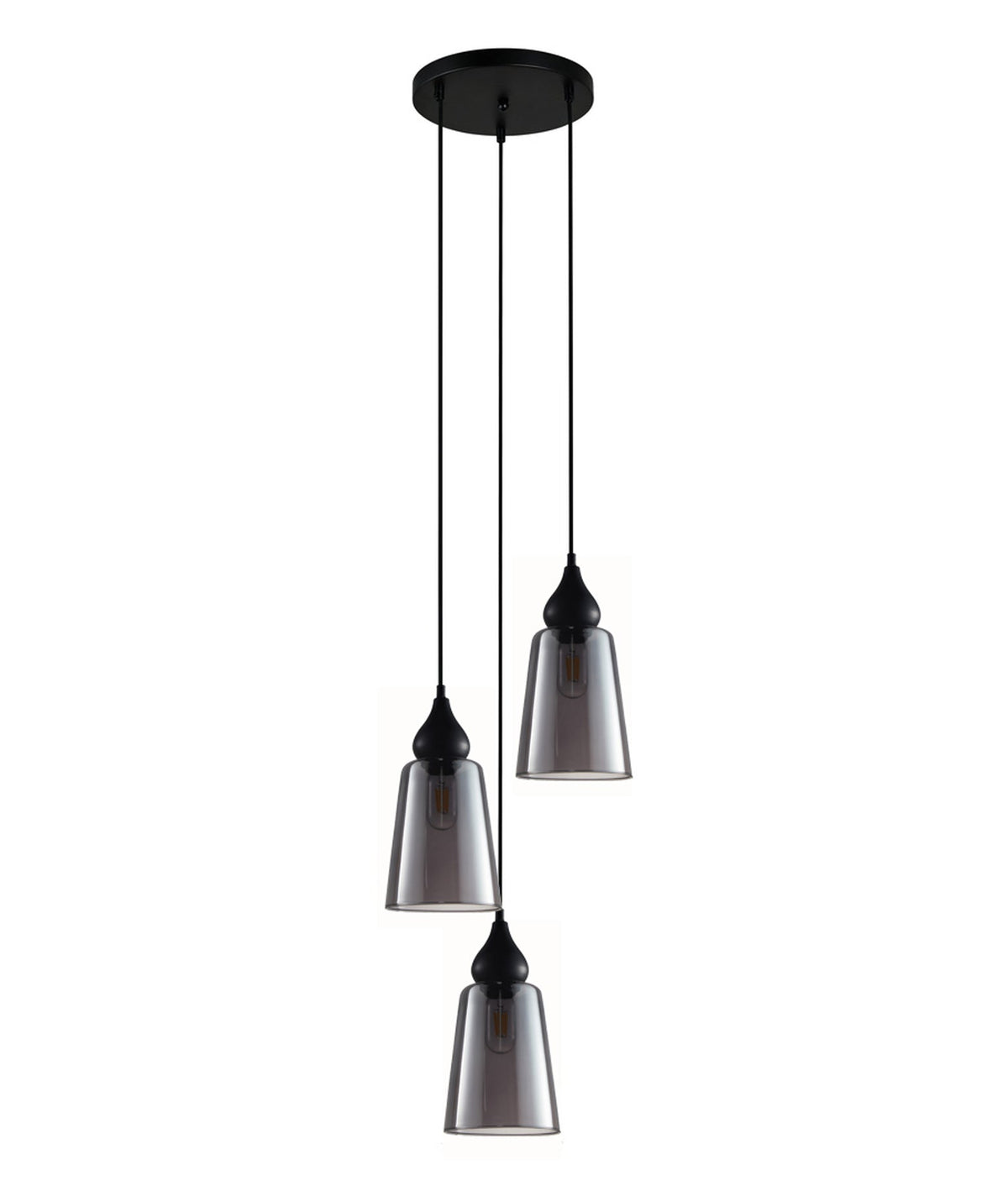 Jerez Bronze Amber/ Smokey Black Ellipse Glass Flat Top Pendant Light - Smokey Black