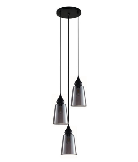 Jerez Bronze Amber/ Smokey Black Ellipse Glass Flat Top Pendant Light - Smokey Black