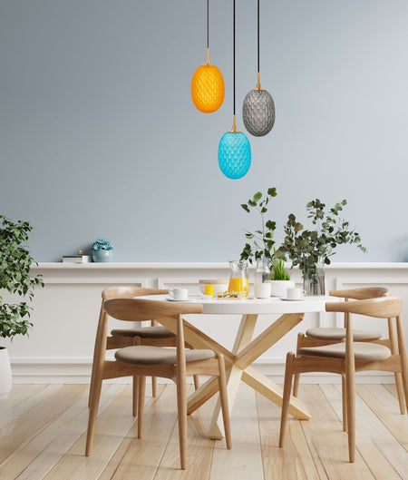 Kathal Interior Ellipse Glass Segmented with Brass Highlight Enclosed Pendant Light - Smokey Black