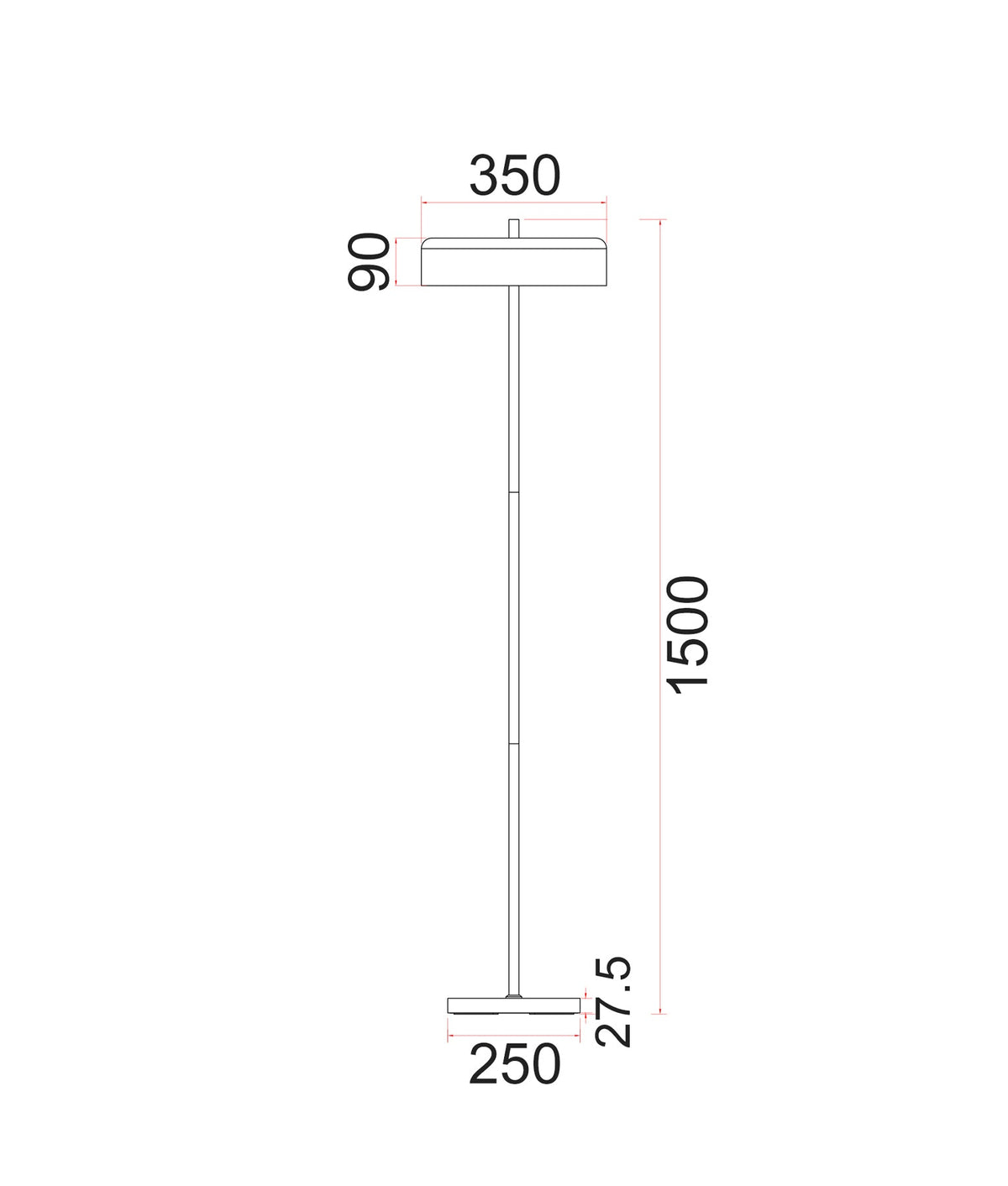 Kello Interior Drum Shade Floor Lamp - Matte Black