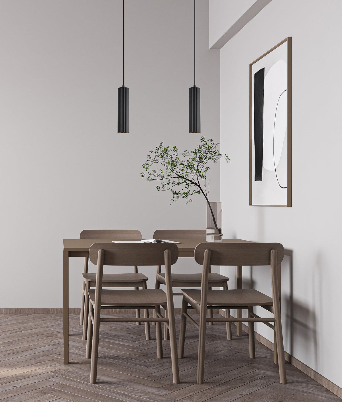 Kolonne Interior GU10 Ribbed Cylinder Pendant Light - Black