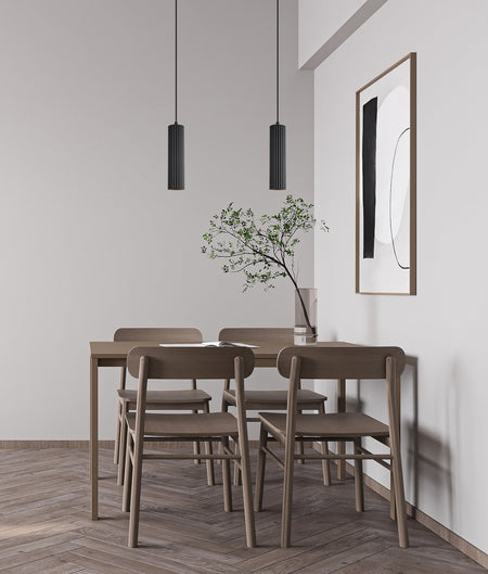 Kolonne Interior GU10 Ribbed Cylinder Pendant Light - Black