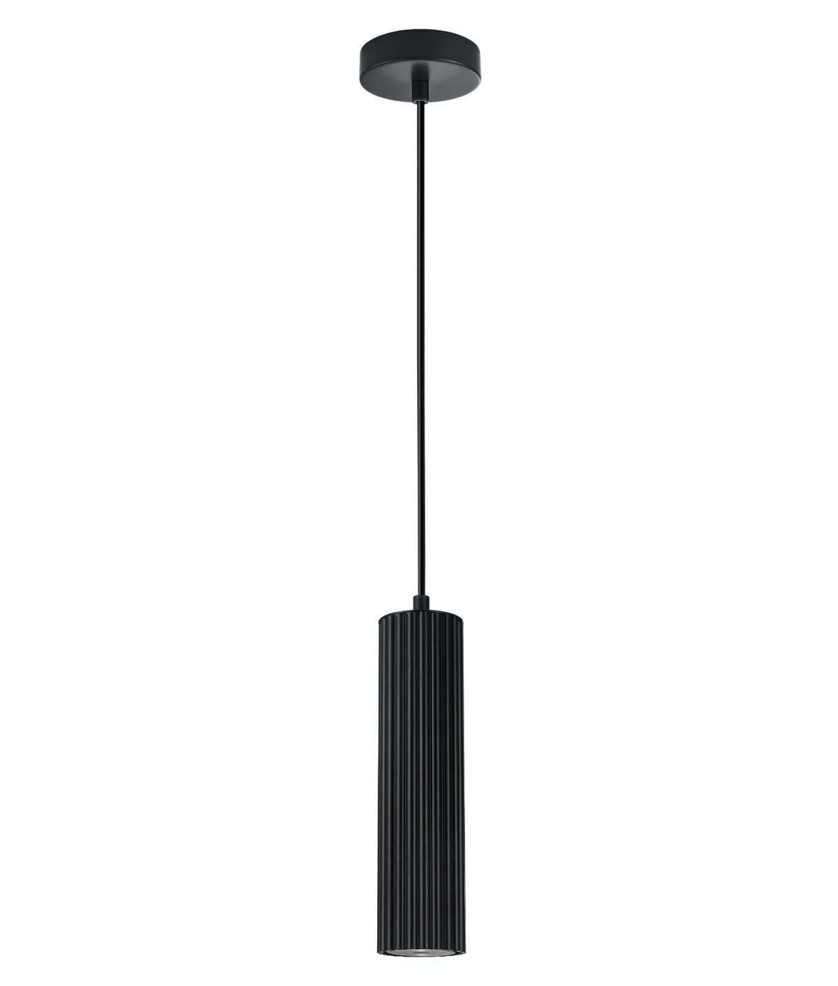 Kolonne Interior GU10 Ribbed Cylinder Pendant Light - Black