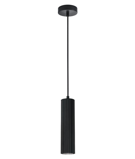 Kolonne Interior GU10 Ribbed Cylinder Pendant Light - Black