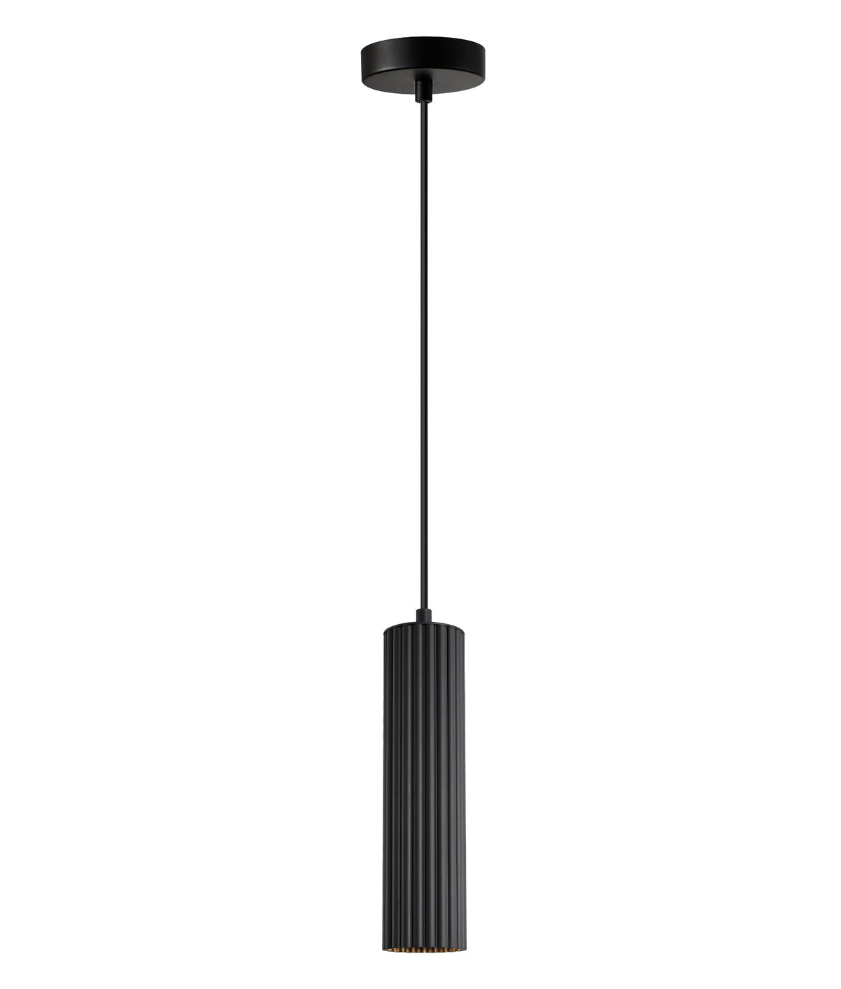 Kolonne Interior GU10 Ribbed Cylinder Pendant Light - Black