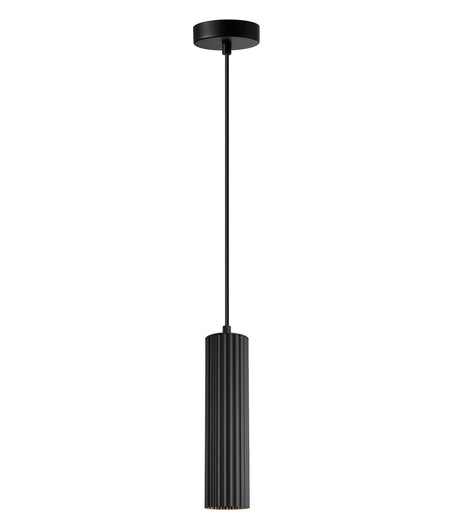 Kolonne Interior GU10 Ribbed Cylinder Pendant Light - Black