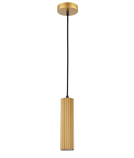 Kolonne Interior GU10 Ribbed Cylinder Pendant Light - Gold