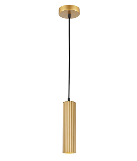 Kolonne Interior GU10 Ribbed Cylinder Pendant Light - Gold