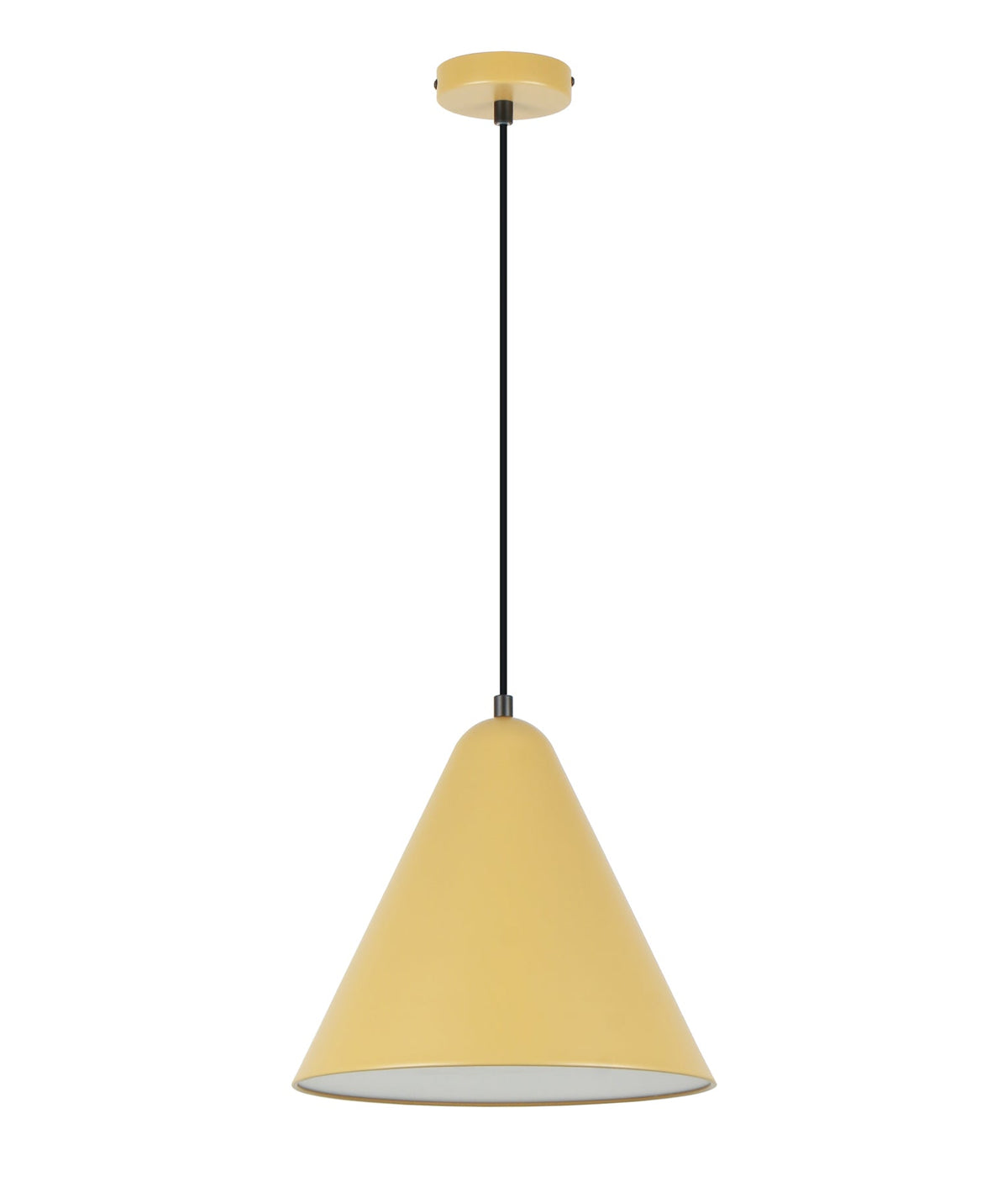 Konus Interior Iron Shade with Frosted Diffuser Pendant Light - Mustard Yellow
