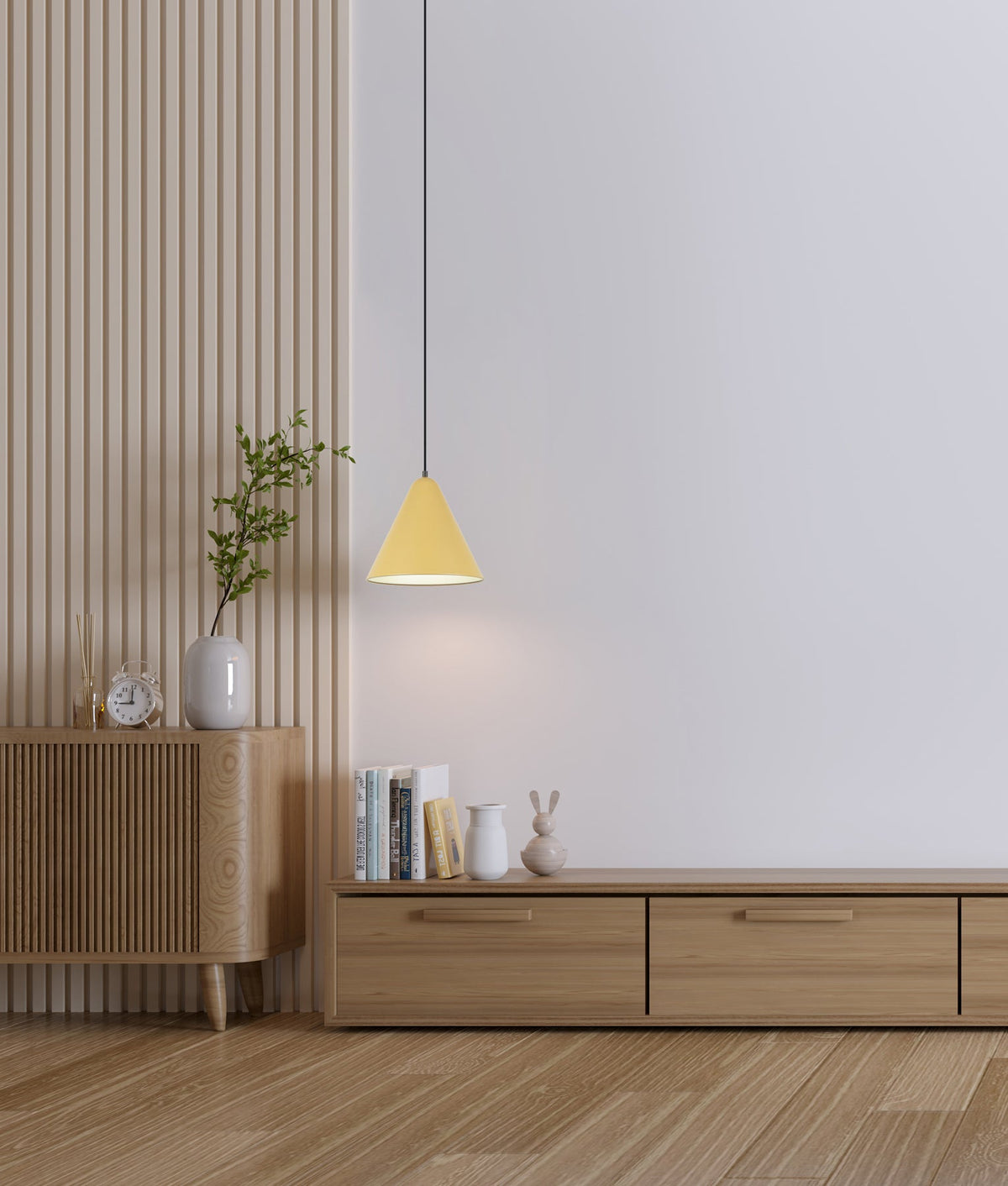 Konus Interior Iron Shade with Frosted Diffuser Pendant Light - Mustard Yellow
