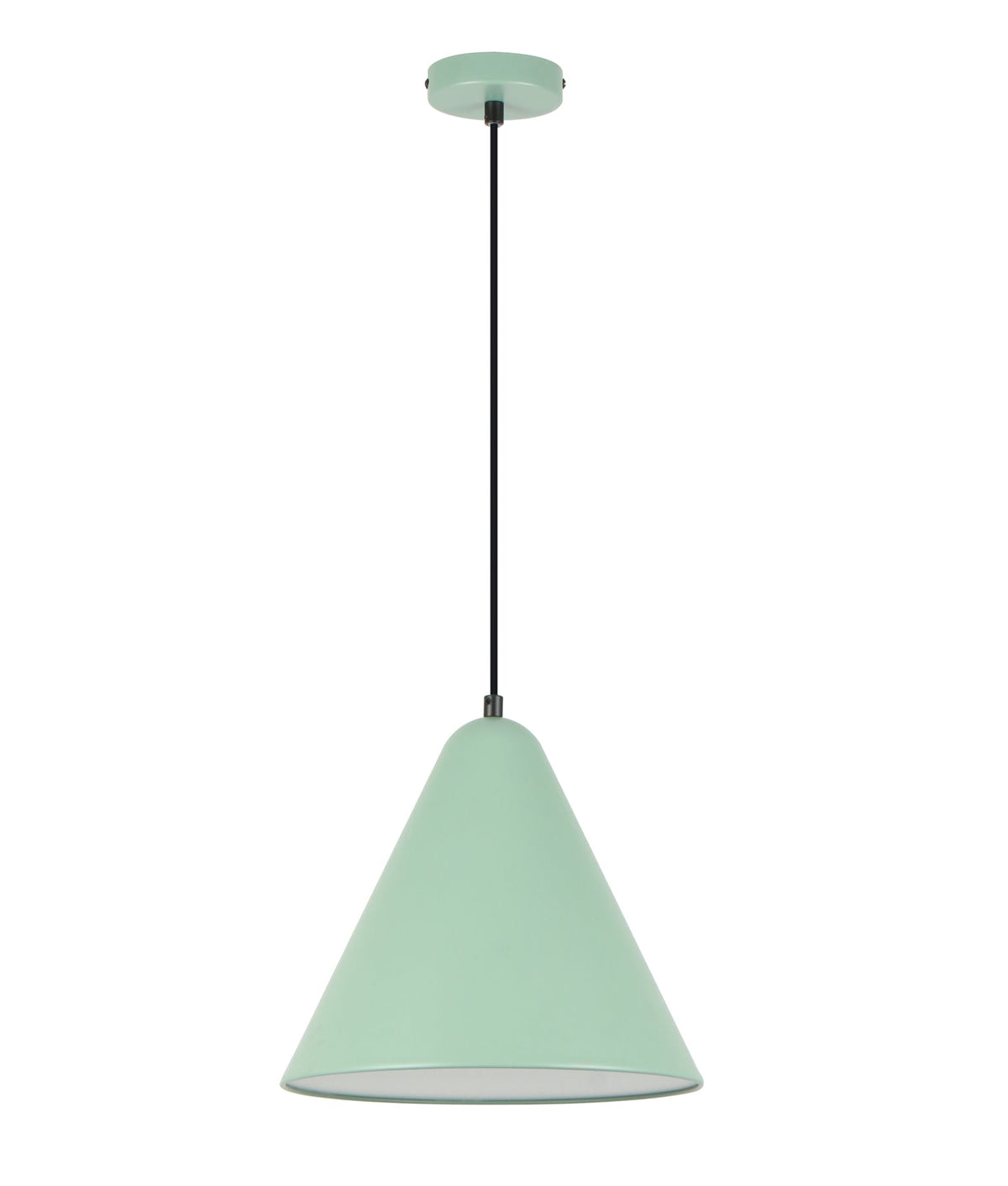 Konus Interior Iron Shade with Frosted Diffuser Pendant Light - Matte Green