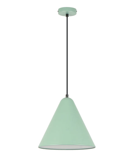 Konus Interior Iron Shade with Frosted Diffuser Pendant Light - Matte Green