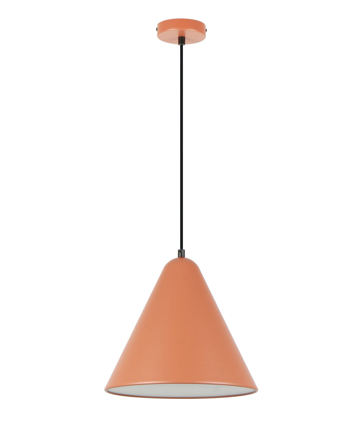Konus Interior Iron Shade with Frosted Diffuser Pendant Light - Terra Cotta