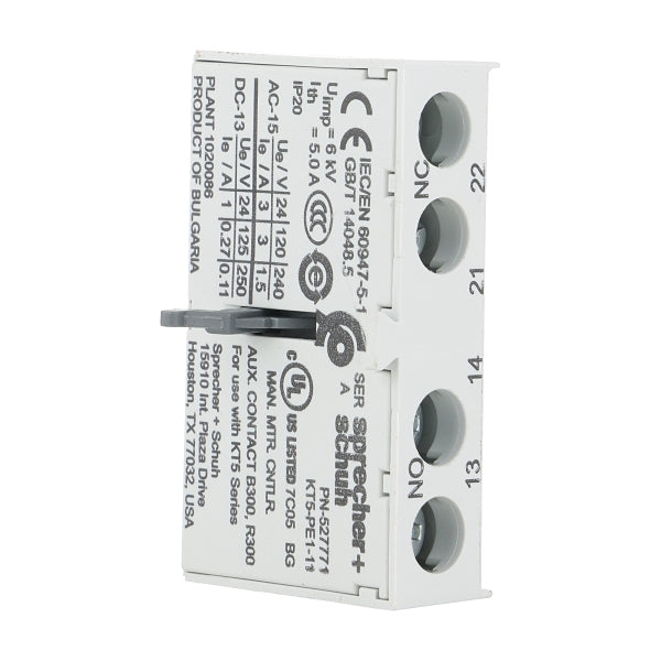S&S KT5 Auxiliary Contact with 1NO Contact and 1NC Contact Front Mount
