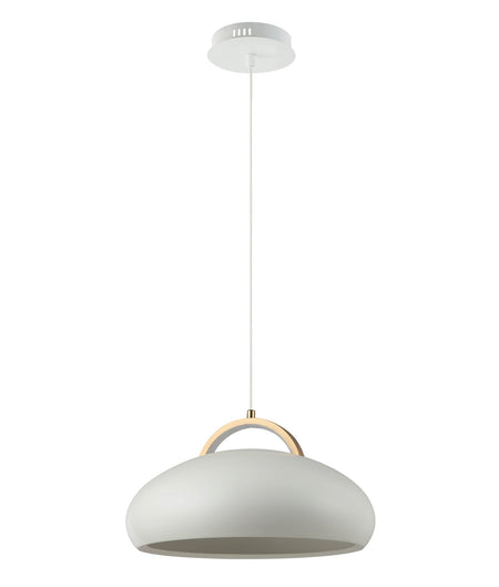 Kupol Interior LED Tri-CCT Dome with Brass Highlight Pendant Light - White