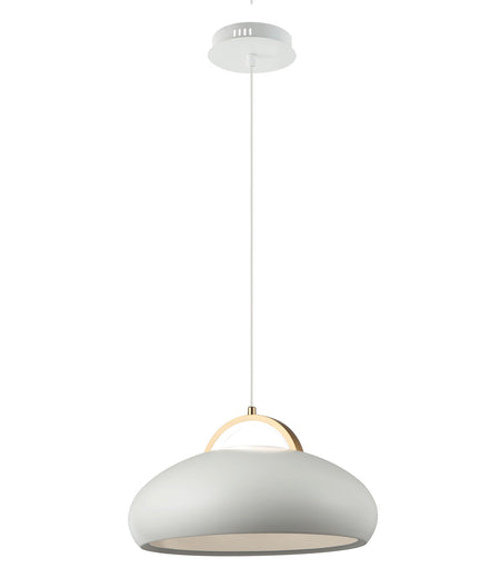 Kupol Interior LED Tri-CCT Dome with Brass Highlight Pendant Light - White