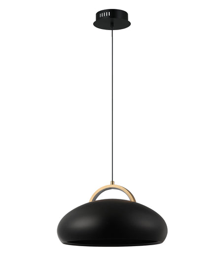 Kupol Interior LED Tri-CCT Dome with Brass Highlight Pendant Light - Black